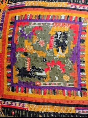 Louis Féraud Designer Textile – Vibrant Orange & Purple Boho - Thumbnail 5