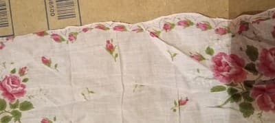 Vint Pink Rose Handkerchief Scalloped Edge 11.5” Cottagecore Floral, EXCELLENT! - Thumbnail 5