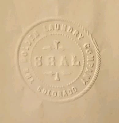Antique Cast Iron Embossing Seal Press The Golden Laundry Company Colorado 1929 - Thumbnail 6