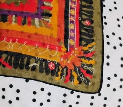 Louis Féraud Designer Textile – Vibrant Orange & Purple Boho - Thumbnail 6