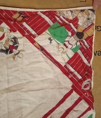 Vtg 1950s Kids Cowboy Rodeo Handkerchief Novelty Print Western 12" x 12.5" - Thumbnail 2