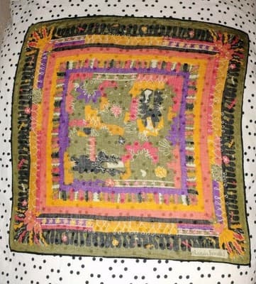 Louis Féraud Designer Textile – Vibrant Orange & Purple Boho - Thumbnail 3