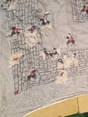 Vtg 1950s Silk Handkerchief Pocket Square Horse & Equestrian Paddock Blue 12" - Thumbnail 4