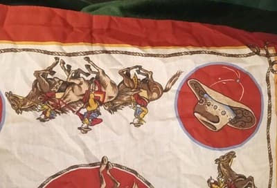 VTG Wamcraft Bandana RN 14193 Rodeo Cowboy Red White Bucking Bronco Made In USA - Thumbnail 8
