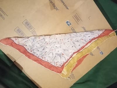 Rare Pair Vint. 1950s Silk Pocket Squares Hand Rolled Edges AS-IS Repair/Study - Thumbnail 2