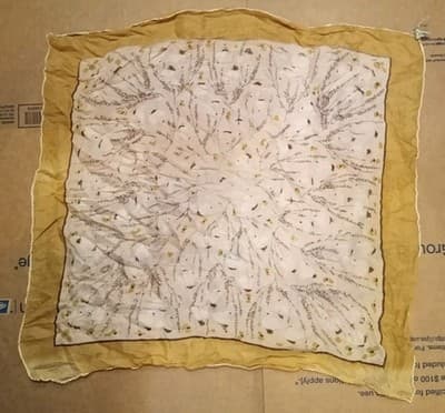 Rare Pair Vint. 1950s Silk Pocket Squares Hand Rolled Edges AS-IS Repair/Study - Thumbnail 12