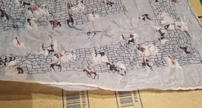 Vtg 1950s Silk Handkerchief Pocket Square Horse & Equestrian Paddock Blue 12" - Thumbnail 7