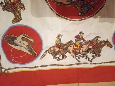 VTG Wamcraft Bandana RN 14193 Rodeo Cowboy Red White Bucking Bronco Made In USA - Thumbnail 10