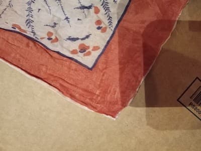 Rare Pair Vint. 1950s Silk Pocket Squares Hand Rolled Edges AS-IS Repair/Study - Thumbnail 6