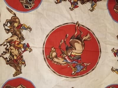 VTG Wamcraft Bandana RN 14193 Rodeo Cowboy Red White Bucking Bronco Made In USA - Thumbnail 12