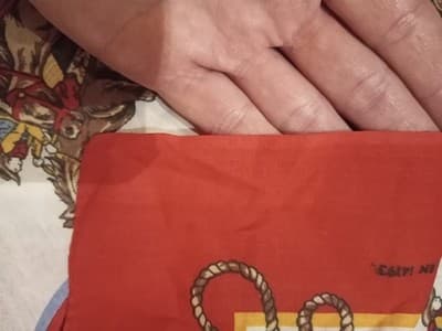 VTG Wamcraft Bandana RN 14193 Rodeo Cowboy Red White Bucking Bronco Made In USA - Thumbnail 4