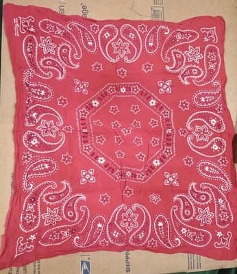 Vintage Elephant Brand Bandana Red Paisley TRUNK UP Single Selvedge 100% Cotton - Image 1