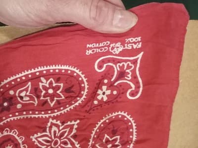 Vintage Elephant Brand Bandana Red Paisley TRUNK UP Single Selvedge 100% Cotton - Thumbnail 2