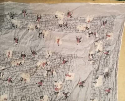 Vtg 1950s Silk Handkerchief Pocket Square Horse & Equestrian Paddock Blue 12" - Thumbnail 5