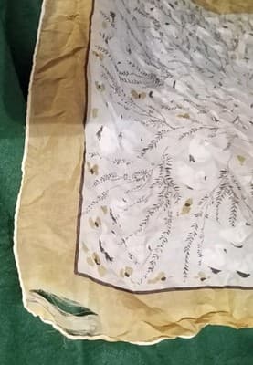 Rare Pair Vint. 1950s Silk Pocket Squares Hand Rolled Edges AS-IS Repair/Study - Thumbnail 16