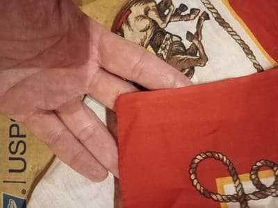 VTG Wamcraft Bandana RN 14193 Rodeo Cowboy Red White Bucking Bronco Made In USA - Thumbnail 3