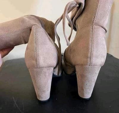 Catherine Malandrino Taupe Over the Knee Faux Suede Boots Women's 7.5 Zipper - Thumbnail 6