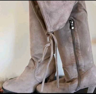 Catherine Malandrino Taupe Over the Knee Faux Suede Boots Women's 7.5 Zipper - Thumbnail 2