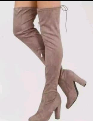 Catherine Malandrino Taupe Over the Knee Faux Suede Boots Women's 7.5 Zipper - Image 1