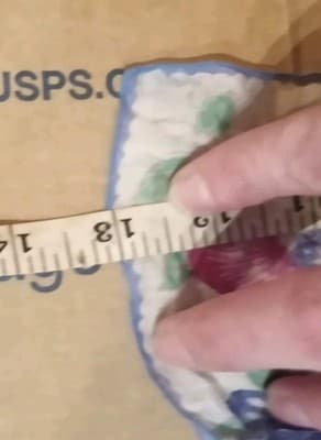 Vtg 1950s Floral Handkerchief Scalloped Swag Edge Pink Blue Yellow Medallion 13" - Thumbnail 9