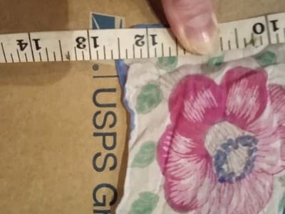 Vtg 1950s Floral Handkerchief Scalloped Swag Edge Pink Blue Yellow Medallion 13" - Thumbnail 8