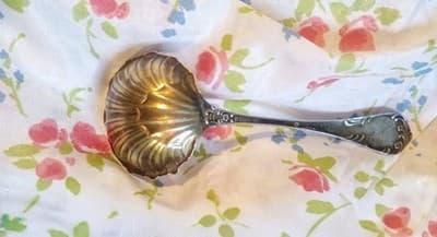 Antique Mermod Jaccard & Co Sterling Silver Shell Bonbon Spoon, Gold Wash, Rare - Thumbnail 2