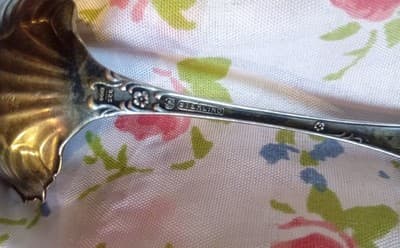 Antique Mermod Jaccard & Co Sterling Silver Shell Bonbon Spoon, Gold Wash, Rare - Thumbnail 6