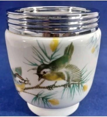 VTG Royal Worcester Egg Coddler - Wren & Finch Bird Pattern - Standard Size - Thumbnail 7
