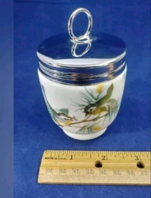 VTG Royal Worcester Egg Coddler - Wren & Finch Bird Pattern - Standard Size - Thumbnail 9