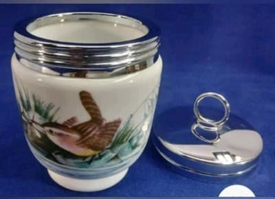 VTG Royal Worcester Egg Coddler - Wren & Finch Bird Pattern - Standard Size - Thumbnail 6