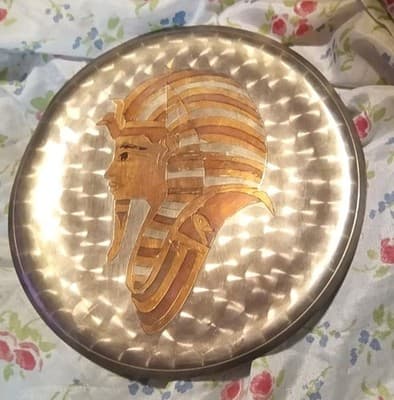Vintage Egyptian King Tut Wall Decor Plate – Hand Etched Brass & Copper – 8" - Thumbnail 2