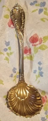 Rare Antique Imperial Queen Sterling 925 Bonbon Spoon – Shell Bowl Gold Wash 15g - Image 1