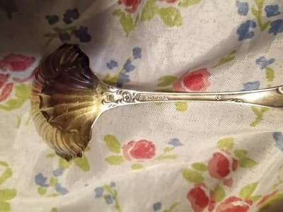 Rare Antique Imperial Queen Sterling 925 Bonbon Spoon – Shell Bowl Gold Wash 15g - Thumbnail 8