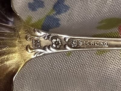 Rare Antique Imperial Queen Sterling 925 Bonbon Spoon – Shell Bowl Gold Wash 15g - Thumbnail 9