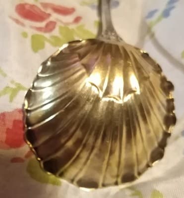 Rare Antique Imperial Queen Sterling 925 Bonbon Spoon – Shell Bowl Gold Wash 15g - Thumbnail 3