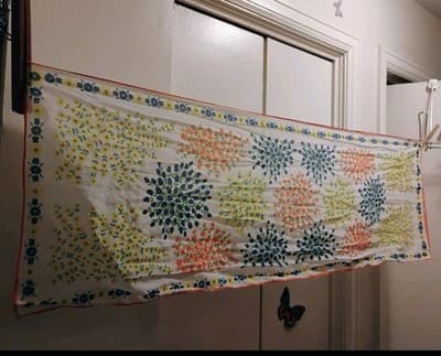 Vtg 60s Woolworth Sheer Floral Scarf Made in Japan Vibrant Mod Blue Orange 42" - Thumbnail 2