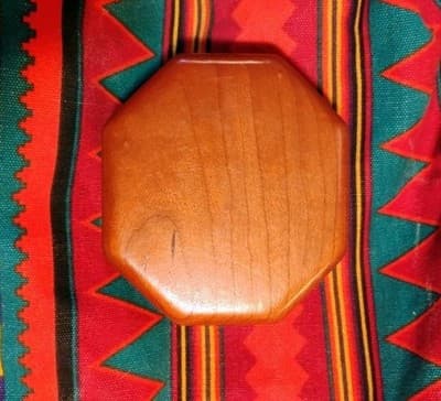 Vintage Carved Wood Music Box - Silver & Turquoise Concho Medallion - Red Velvet - Thumbnail 5