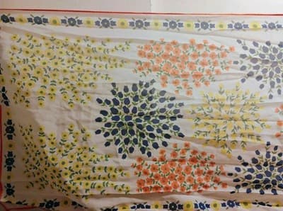 Vtg 60s Woolworth Sheer Floral Scarf Made in Japan Vibrant Mod Blue Orange 42" - Thumbnail 4