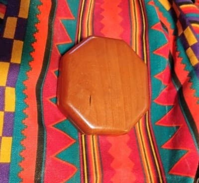 Vintage Carved Wood Music Box - Silver & Turquoise Concho Medallion - Red Velvet - Thumbnail 6