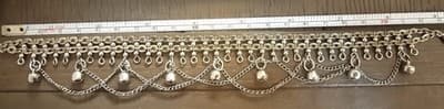 Vtg Bohemian Tribal Bell Anklet Layered Silver-Tone Chains – 9" + 1.25" Extender - Thumbnail 4