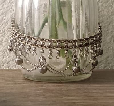 Vtg Bohemian Tribal Bell Anklet Layered Silver-Tone Chains – 9" + 1.25" Extender - Thumbnail 3