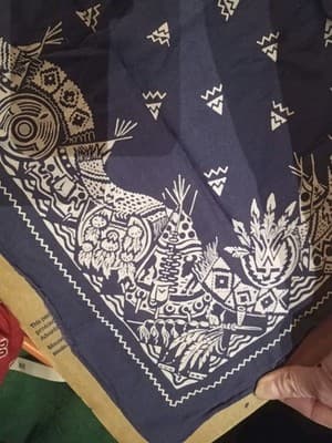 West 999 100% Cotton Navy White Men's Western Bandana Geometric Handkerchief - Thumbnail 5