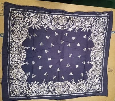 West 999 100% Cotton Navy White Men's Western Bandana Geometric Handkerchief - Image 1