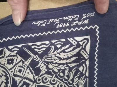 West 999 100% Cotton Navy White Men's Western Bandana Geometric Handkerchief - Thumbnail 2