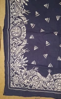 West 999 100% Cotton Navy White Men's Western Bandana Geometric Handkerchief - Thumbnail 6