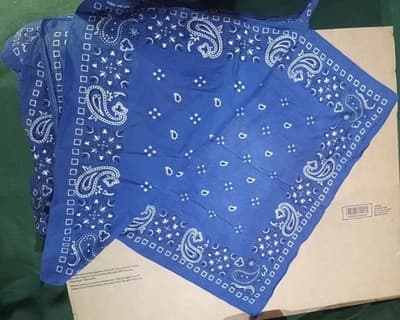 3X, 100% Cotton Blue Paisley Men's Western Bandana Handkerchief RN13960 - Thumbnail 3