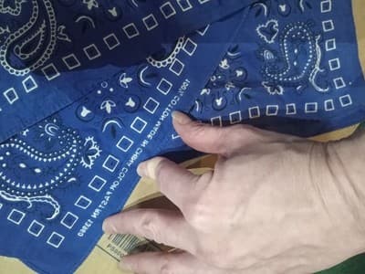 3X, 100% Cotton Blue Paisley Men's Western Bandana Handkerchief RN13960 - Thumbnail 6