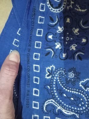 3X, 100% Cotton Blue Paisley Men's Western Bandana Handkerchief RN13960 - Thumbnail 7