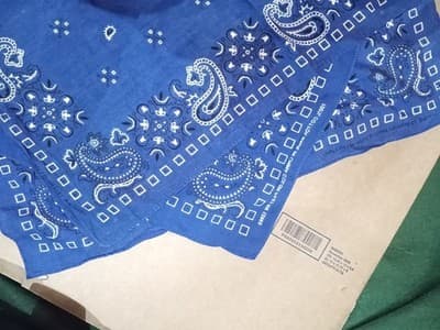 3X, 100% Cotton Blue Paisley Men's Western Bandana Handkerchief RN13960 - Thumbnail 4