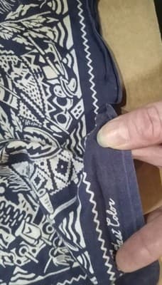 Vtg 50s Native American Print Bandana WPL 9939 Single Selvedge Fast Color Navy - Thumbnail 3